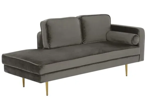Beliani chaise longue en velours gris taupe : test, design et confort au quotidien - vue détaillée