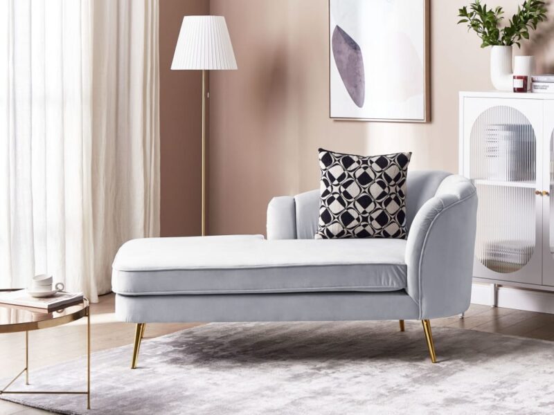 Beliani Chaise Longue Gris : rétro & glamour, confort qui dure