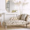 Beliani – Méridienne style Chesterfield en tissu beige motif postal