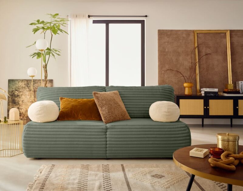 Best Mobilier Marvin : test du canapé convertible 3 places en fausse fourrure côtelée (vert)