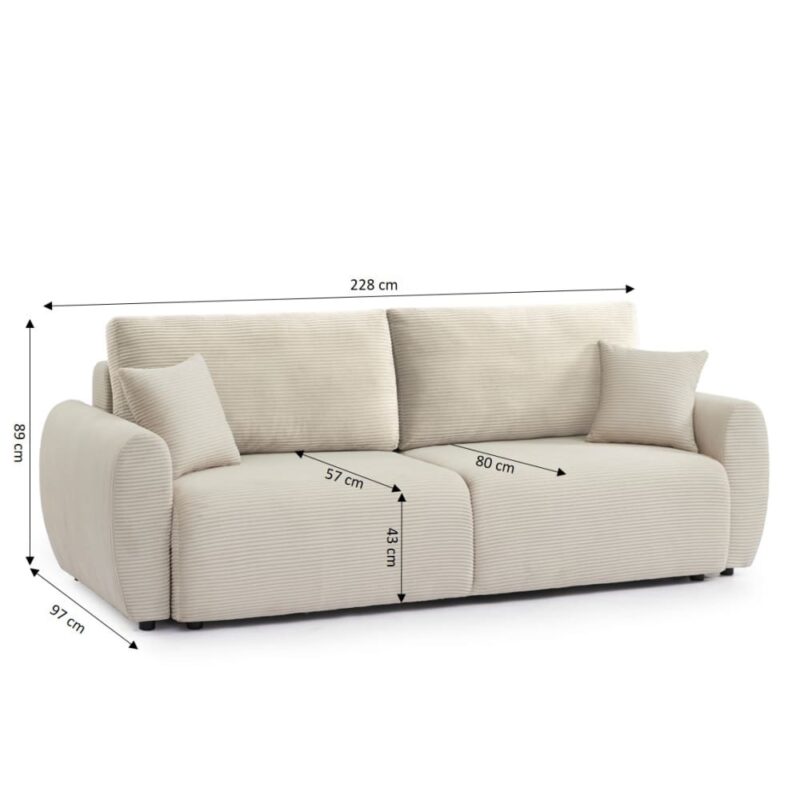 Canapé droit Baita DANILO : test complet du convertible en velours côtelé