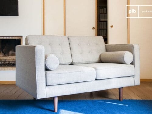 Canapé tissu gris PIB : tissu chiné, confort royal, ligne mi‑XXe