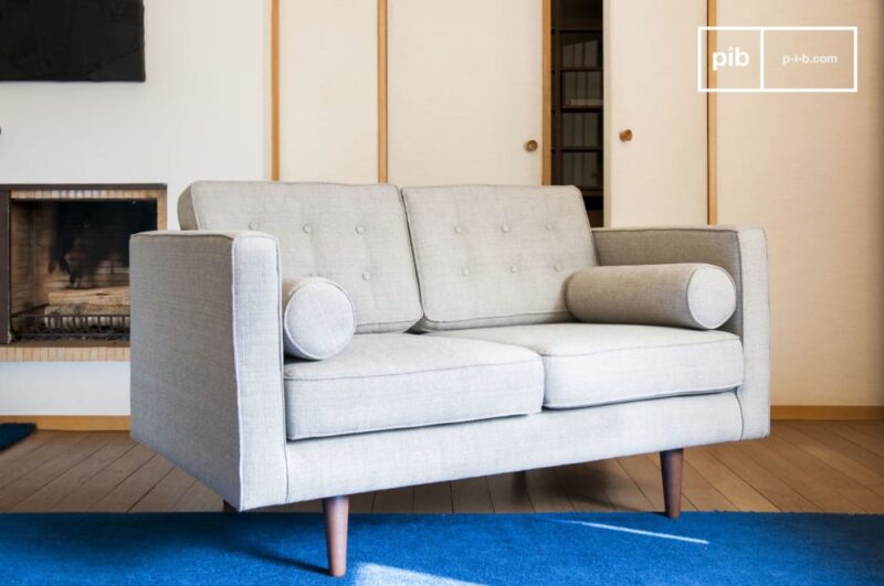 Canapé tissu gris PIB : tissu chiné, confort royal, ligne mi‑XXe