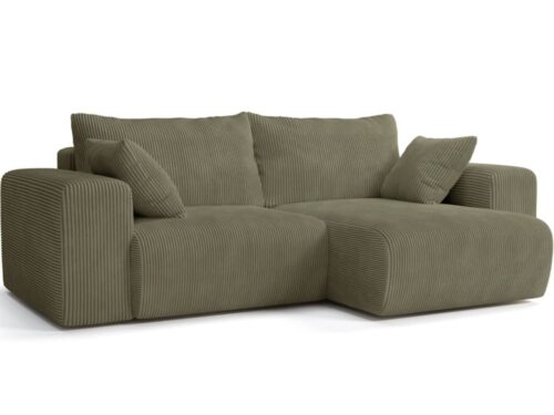 Homifab Amara : test du canapé d’angle convertible en velours côtelé