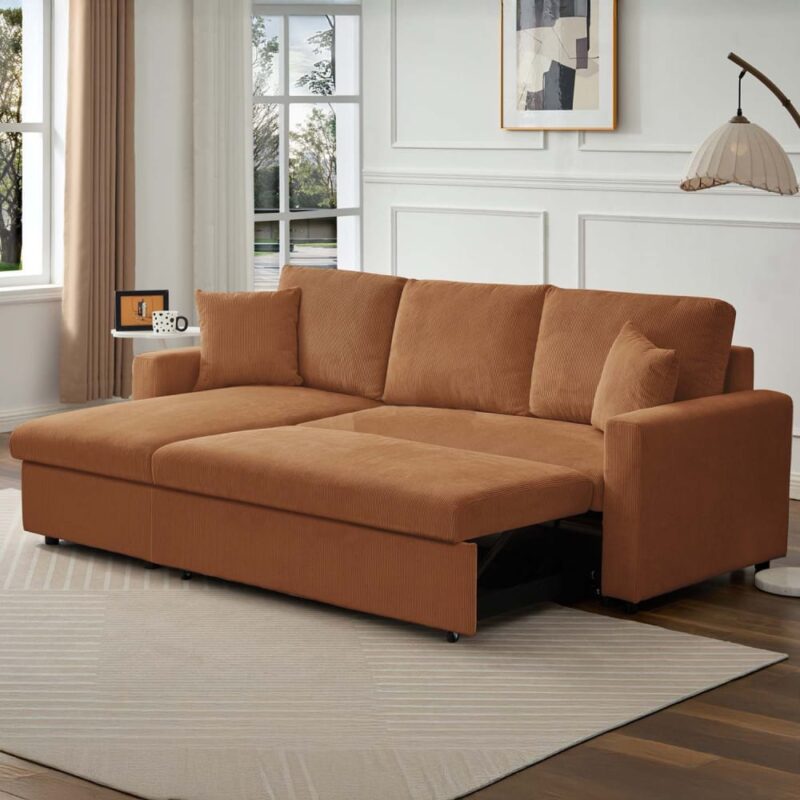 INTENSE DECO Rico : canapé d’angle convertible réversible 5 places en velours côtelé