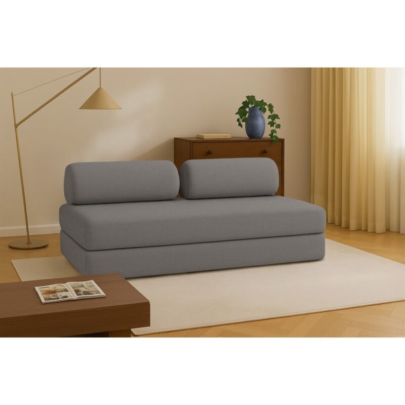 Kimo : test du canapé droit convertible 3 places en mousse HD (Gris)