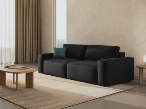 Micadoni Home – Test du canapé convertible velours synthétique noir - vue détaillée