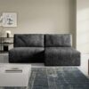Test et avis du canapé d’angle convertible et modulable Elior en velours côtelé gris foncé de Nazar Home