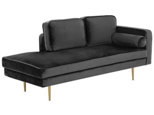 Test Beliani, Chaise longue en velours noir