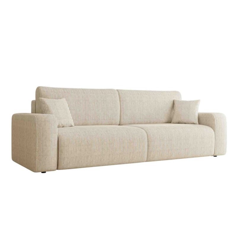 Test Best Mobilier Artemisa : canapé d’angle convertible en velours côtelé (beige)