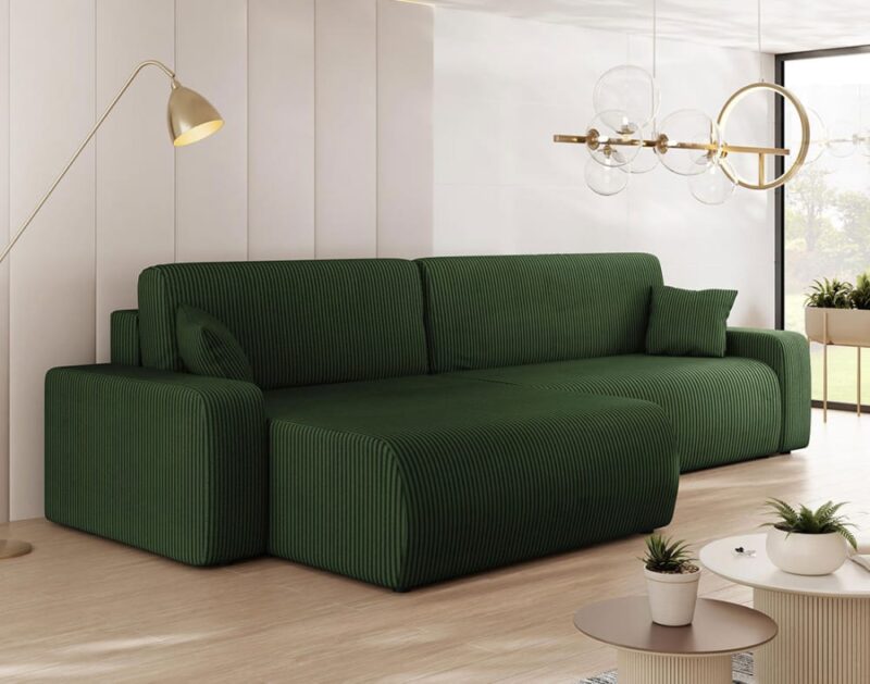 Best Mobilier Artemisa : le canapé d’angle convertible en velours côtelé qu’on attendait - vue détaillée