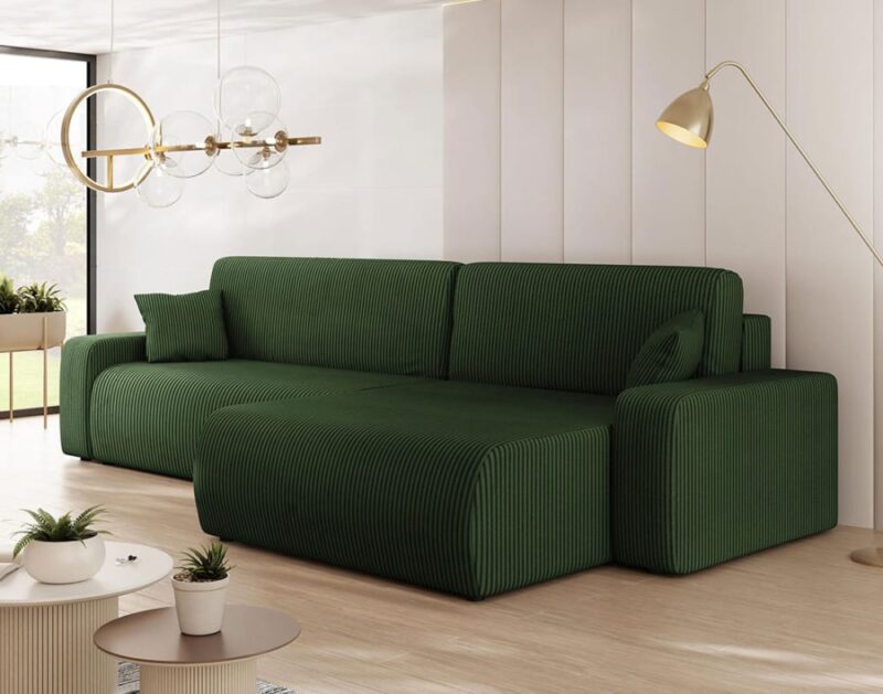 Best Mobilier Artemisa : le canapé d’angle convertible en velours côtelé qu’on attendait - mise en situation