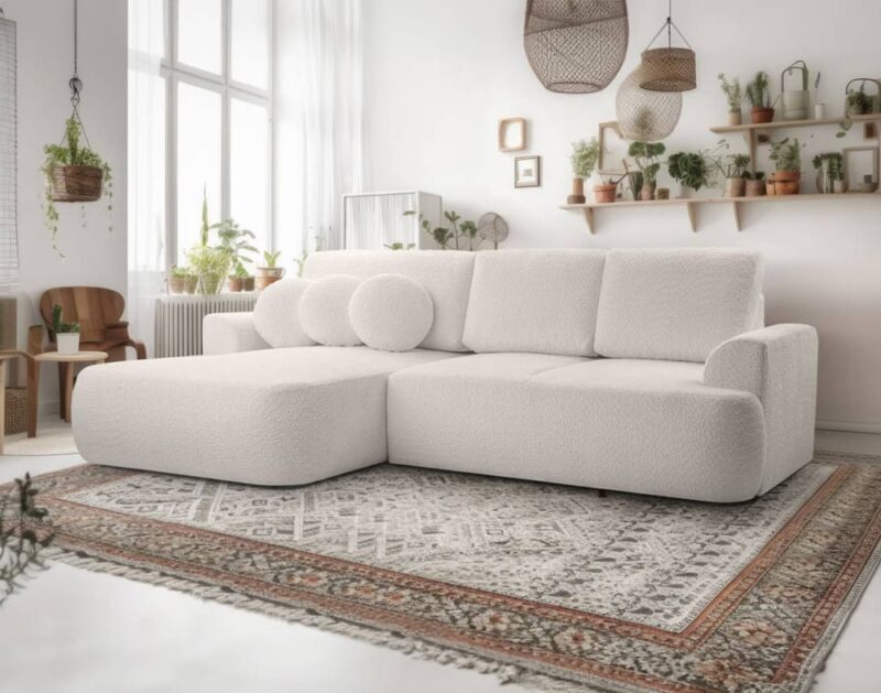 Test Best Mobilier Candela : canapé d'angle convertible méridienne gauche