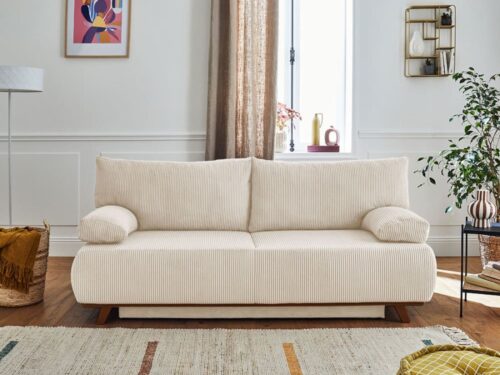 Best Mobilier Cristal (3 places) : velours côtelé, convertible - vue détaillée