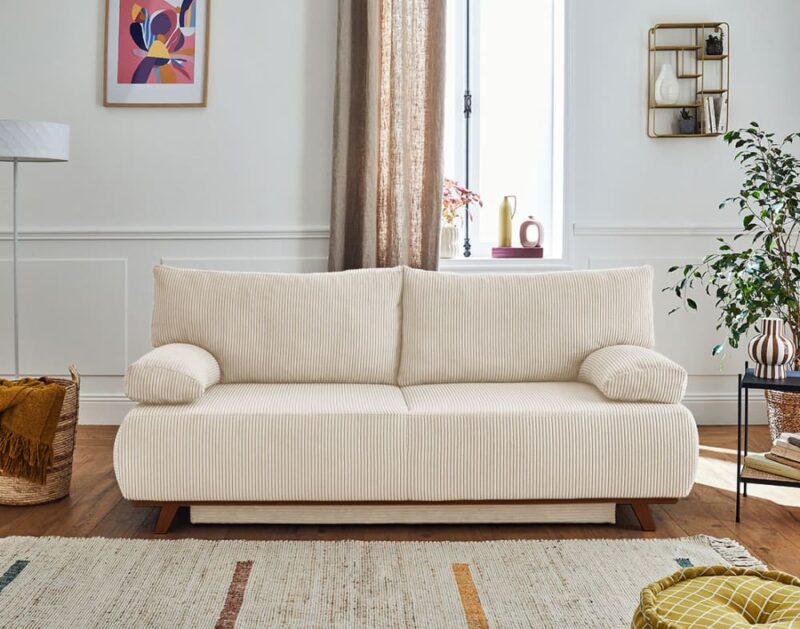 Test Best Mobilier Cristal (3 places) : velours côtelé, convertible