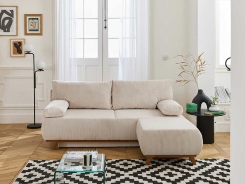 Best Mobilier Cristal : canapé convertible 4 places en velours côtelé - vue détaillée