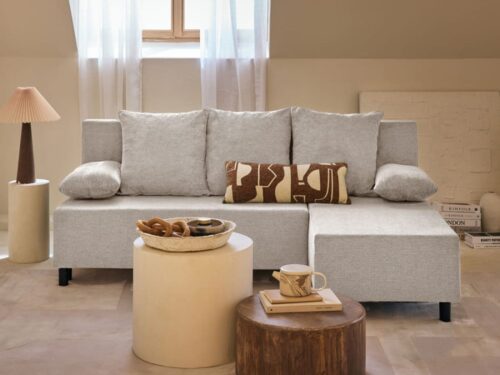 Best Mobilier Gloria : canapé d’angle convertible réversible (Beige) - CoteCanape.fr