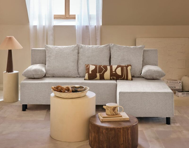 Test Best Mobilier Gloria : canapé d’angle convertible réversible (Beige)