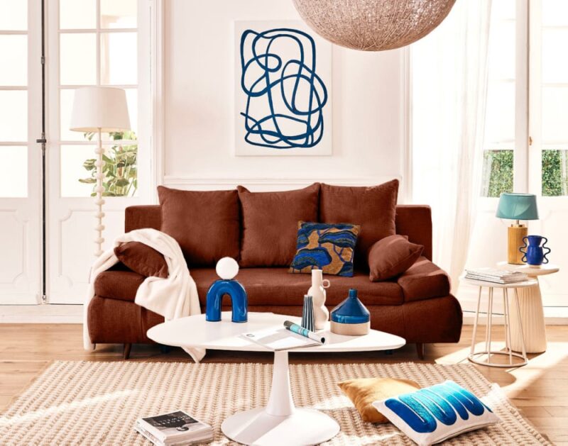 Test Best Mobilier Larson – Canapé convertible 3 places velours rouge