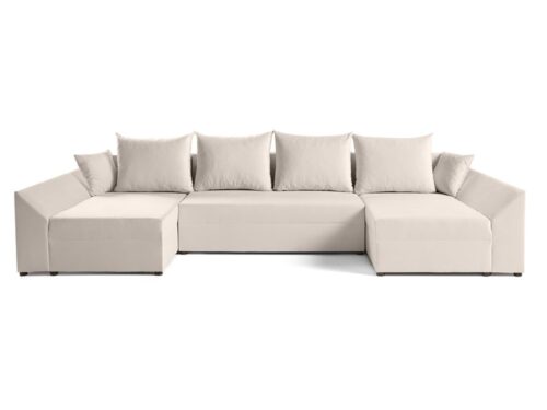 Test Best Mobilier Mike – Canapé panoramique 7 places convertible en velours (Beige)