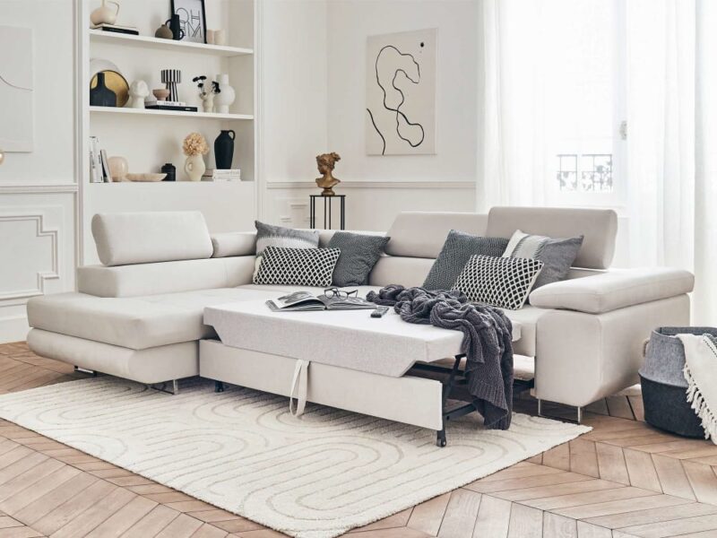 Test Best Mobilier Pablo : canapé d’angle 5 places gauche, convertible et coffre