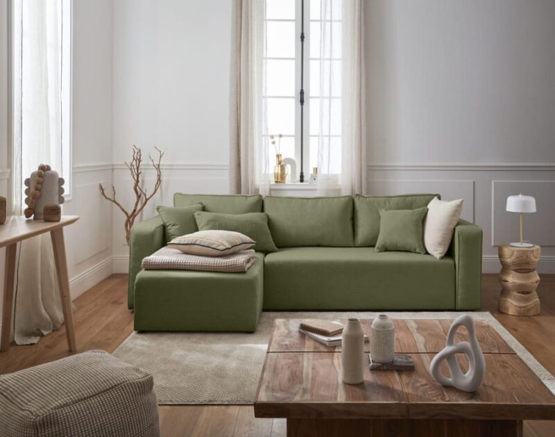 Test Best Mobilier Topaze : canapé d’angle convertible 4 places (vert)