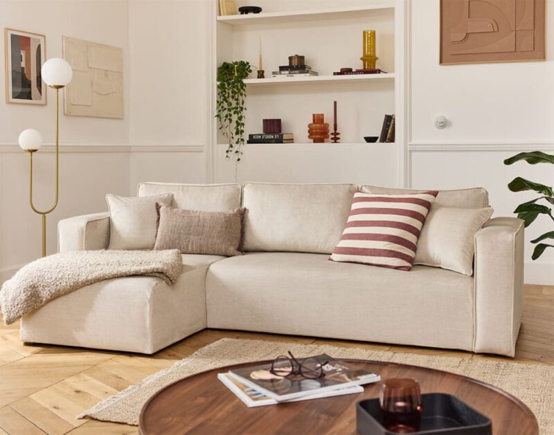 Test Best Mobilier Topaze : canapé d’angle réversible en velours (4 places)