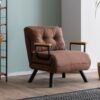 Test Calicosy – Fauteuil convertible 1 place compact (marron) : métal & hêtre FSC