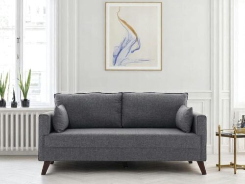 – Canapé 2 places gris chiné SPLIT (dos droit) – Pier Import - vue détaillée