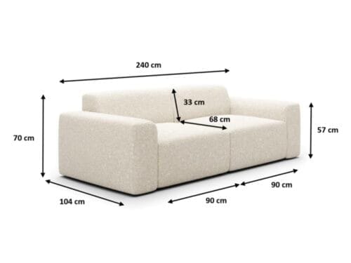Test, Canapé 3 places Torino Beige (Petits meubles)