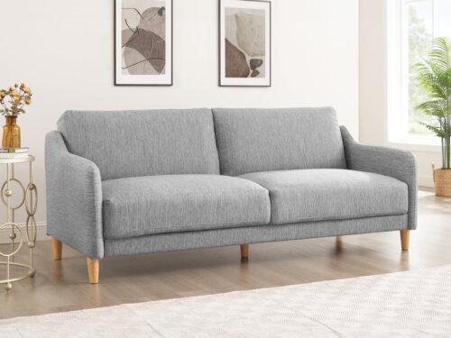 – Canapé convertible 3 places JULIA en tissu gris clair (MOBILIER DECO) - vue détaillée