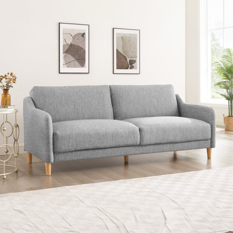 Test – Canapé convertible 3 places JULIA en tissu gris clair (MOBILIER DECO)