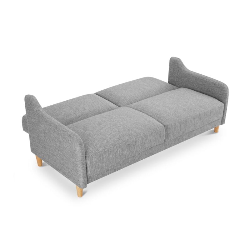 Test – Canapé convertible 3 places JULIA en tissu gris clair (MOBILIER DECO)