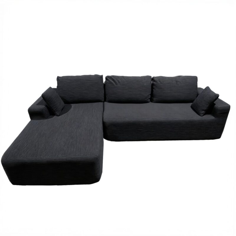 Test – Canapé d’angle 5-6 places en velours côtelé gris anthracite (Concept Usine)
