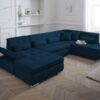 Test canapé d’angle 7 places Lisa Design (bleu) : grand format, vraie vie