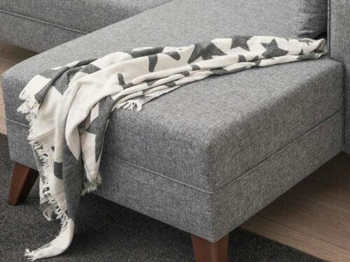 – Canapé d’angle convertible gris côté droit SPLIT (Pier Import) - vue détaillée