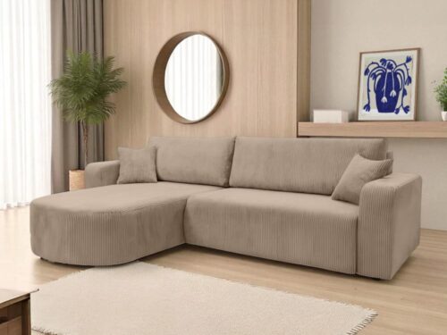 – Canapé d’angle convertible KIARA (Usinestreet) : 4 places cosy, angle réversible et coffre - vue détaillée