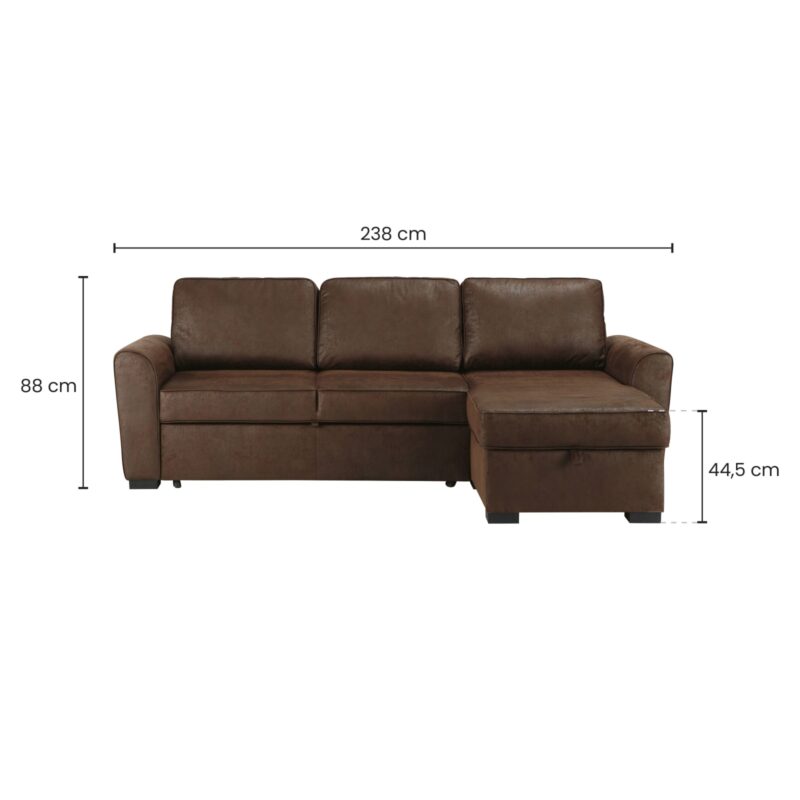 Canapé Montréal Maisons du Monde en suédine marron : canapé d’angle convertible 3/4 places avec coffre, avis sur le confort, le montage et le prix