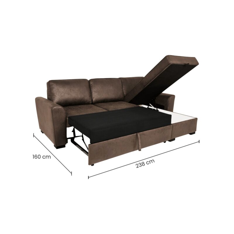 Canapé Montréal Maisons du Monde en suédine marron : canapé d’angle convertible 3/4 places avec coffre, avis sur le confort, le montage et le prix