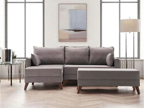 Test – Canapé d’angle convertible taupe SPLIT (côté gauche) – Pier Import