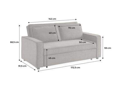 complet – Canapé convertible sweeek en velours côtelé (Beige) - vue détaillée