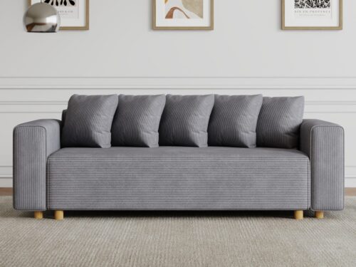 Concept Usine — Canapé convertible 3 places velours côtelé gris - vue détaillée