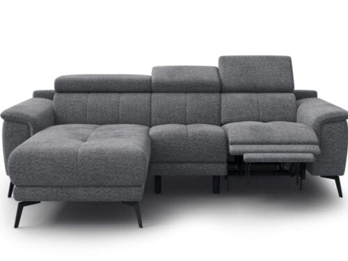Test Courtois Laville FIERO : canapé d’angle 3 places, relax électrique