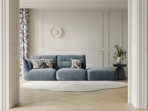 — CXL by Christian Lacroix : canapé en tissu velours tricoté Cleanaboo (Bleu) - vue détaillée
