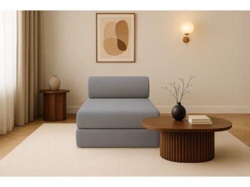 méridienne convertible Kimo (Gris) : légère, modulable, 100% mousse - vue détaillée