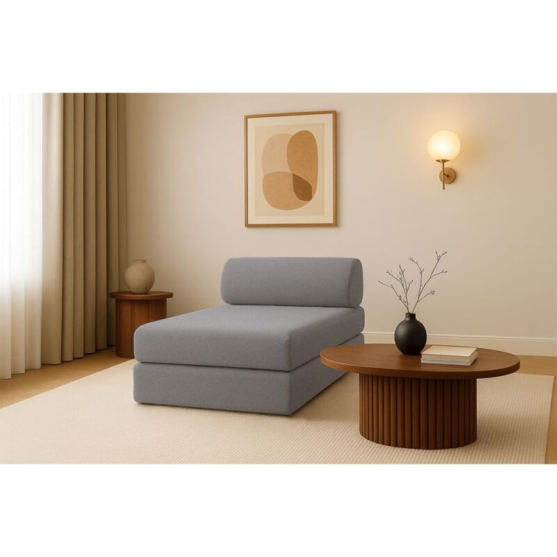 Test de la méridienne convertible Kimo (Gris) : légère, modulable, 100% mousse