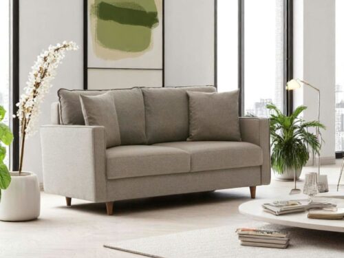 Canapé 2 places beige COMO (dossier haut) – Pier Import - vue détaillée