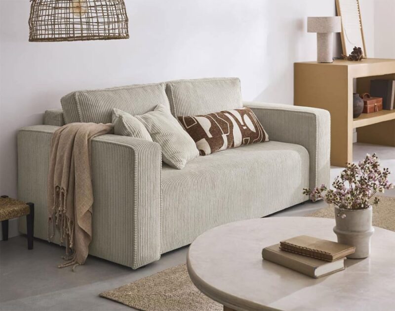 Test du canapé 2 places Best Mobilier Topaze en velours côtelé (Beige)