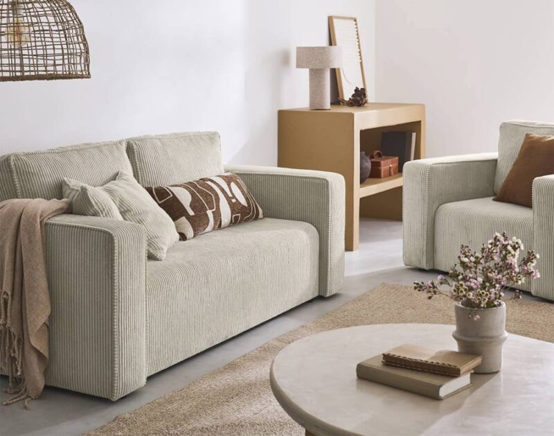 Test du canapé 2 places Best Mobilier Topaze en velours côtelé (Beige)