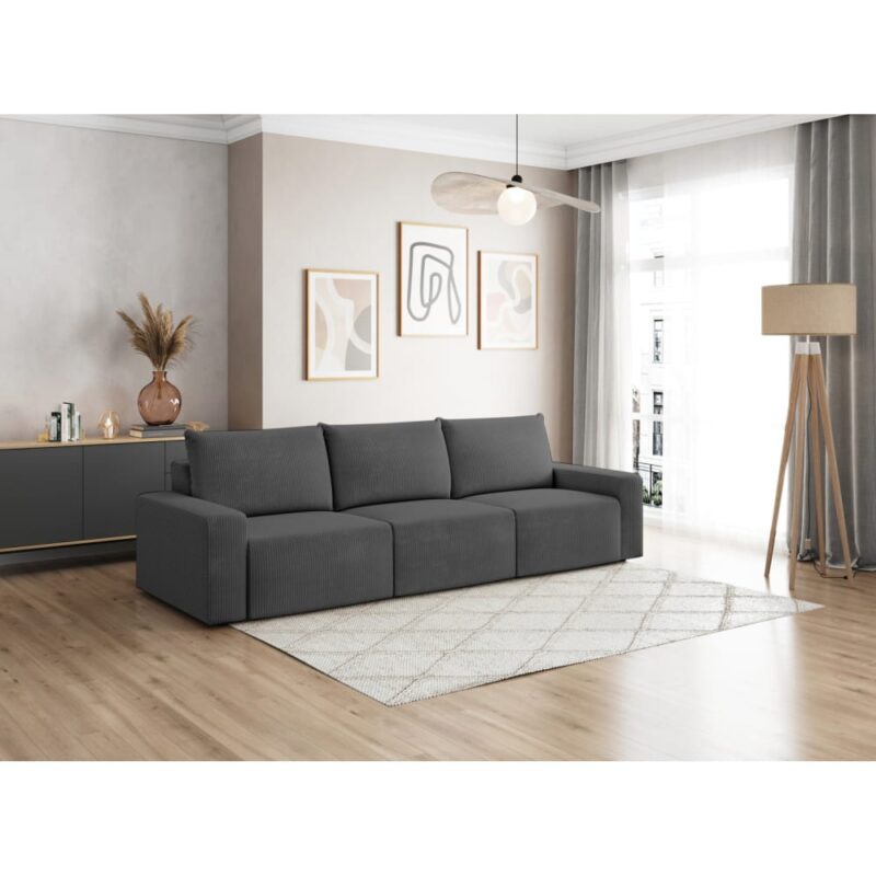 Test du canapé 2 places ROMANE d’Usinestreet en velours côtelé (Gris)